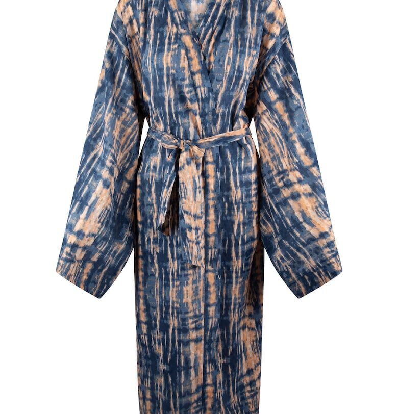 Памучно кимоно с принт - Оранжев/Син LingaDore