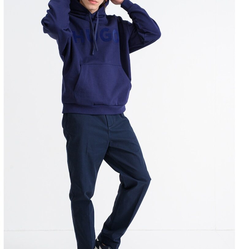 Памучно худи Ditchle с джоб кенгуру - Тъмносин HUGO