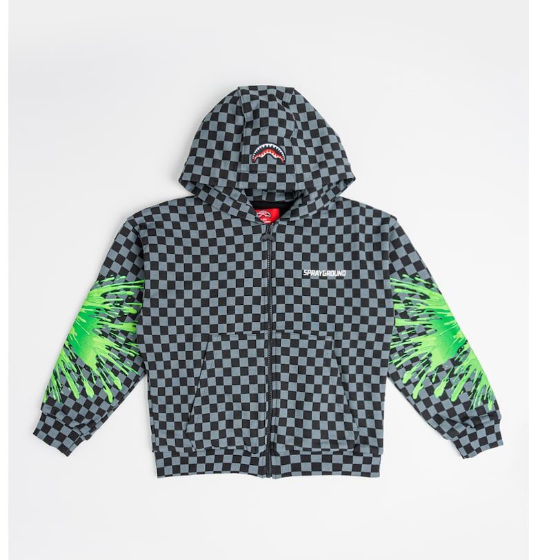 Памучно худи Splatter Bunny с цип - Лайм зелено/Tъмносив Sprayground