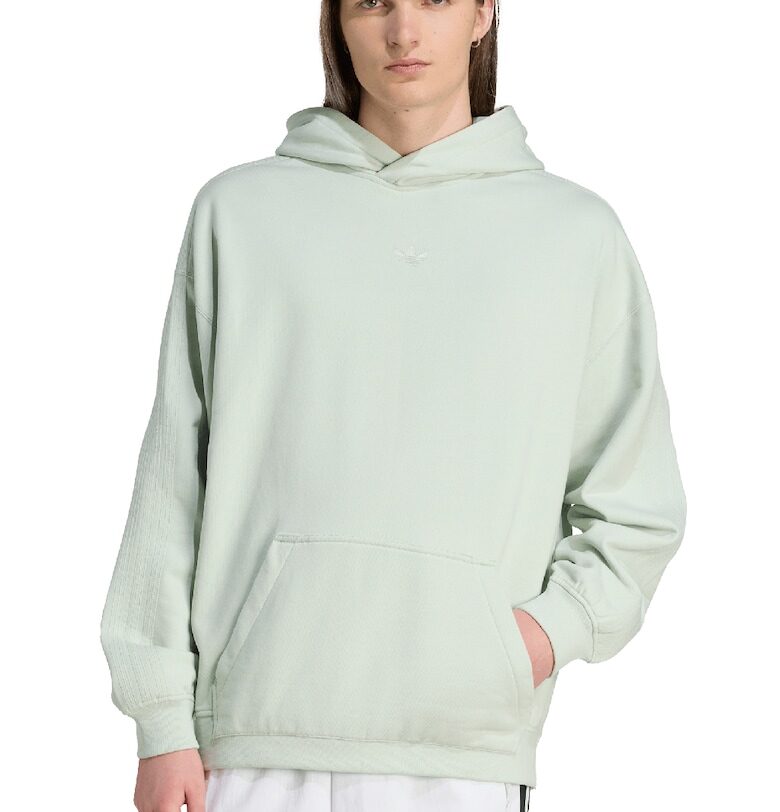 Памучно худи с бродирано лого - Бледозелен adidas Originals