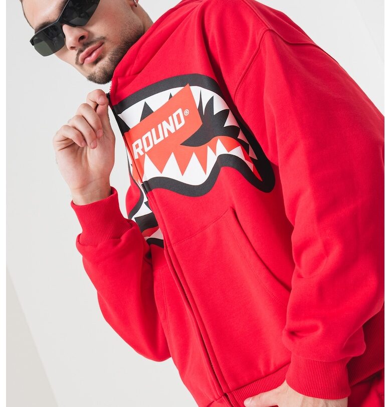 Памучно худи с графична шарка - Червен Sprayground