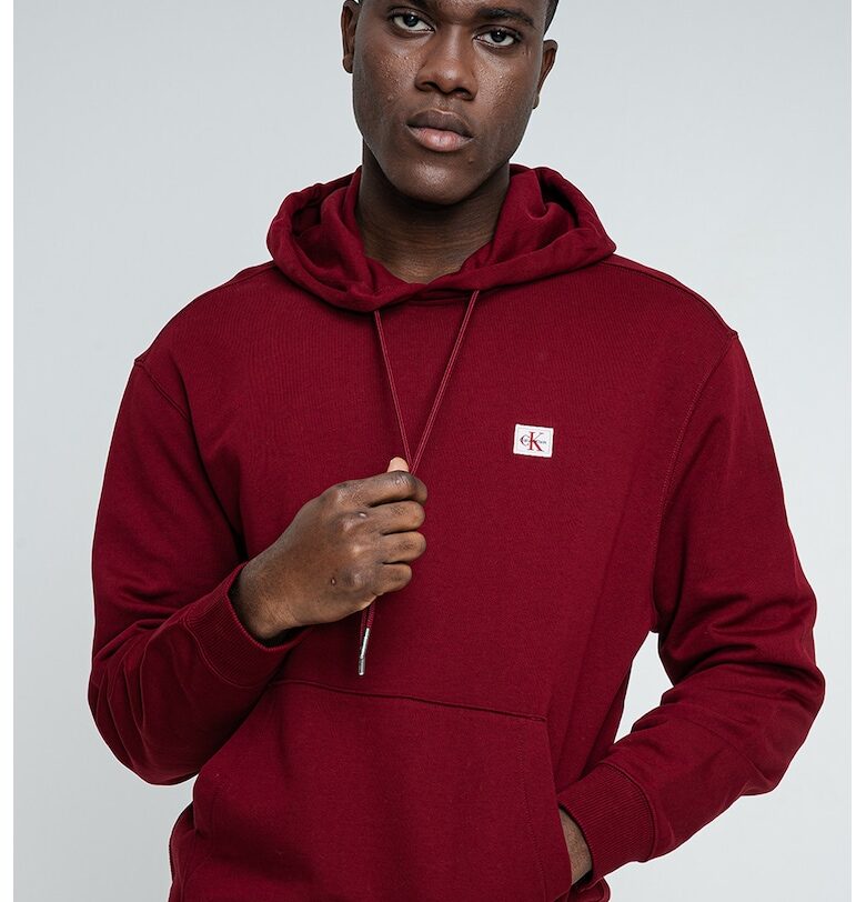 Памучно худи с джоб кенгуру - Бордо CALVIN KLEIN JEANS