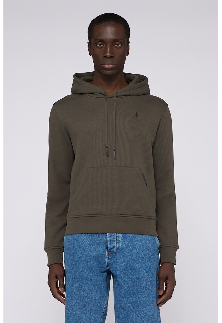 Памучно худи с джоб кенгуру - Тъмнокафяв Trussardi