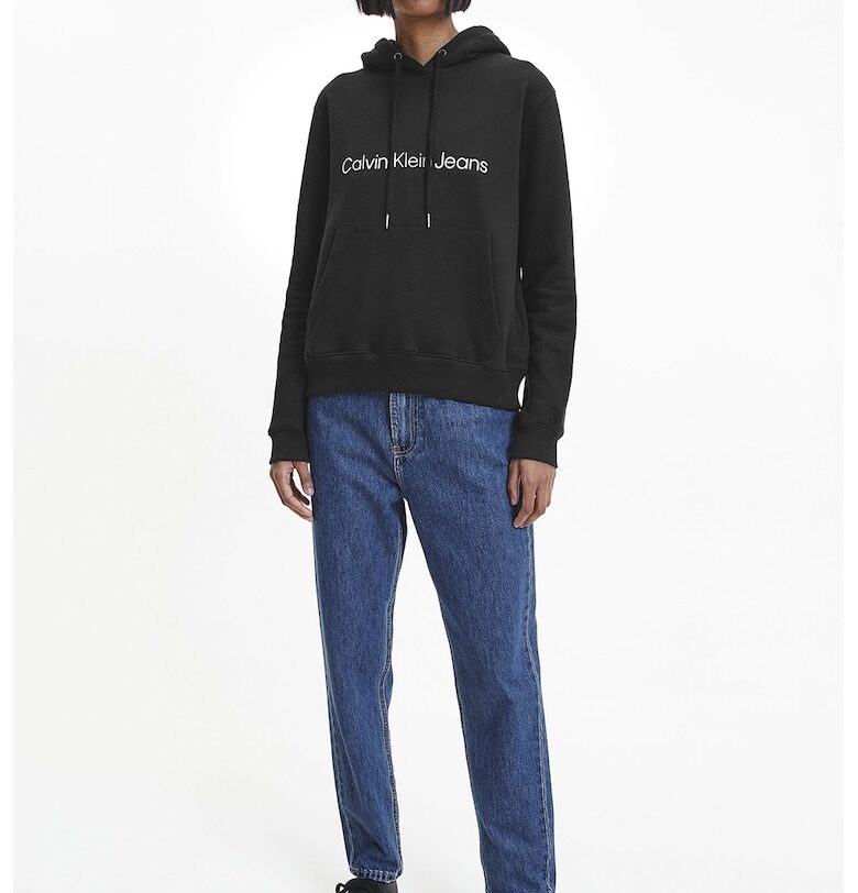 Памучно худи с джоб кенгуру - Черен CALVIN KLEIN JEANS