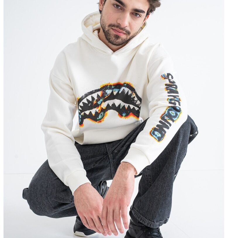 Памучно худи с контрастно лого - Черен/Оранжев/Крем Sprayground