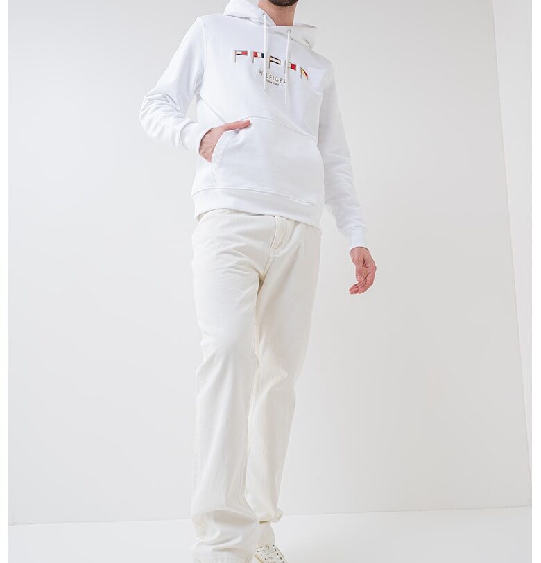 Памучно худи с лого - Бял Tommy Hilfiger