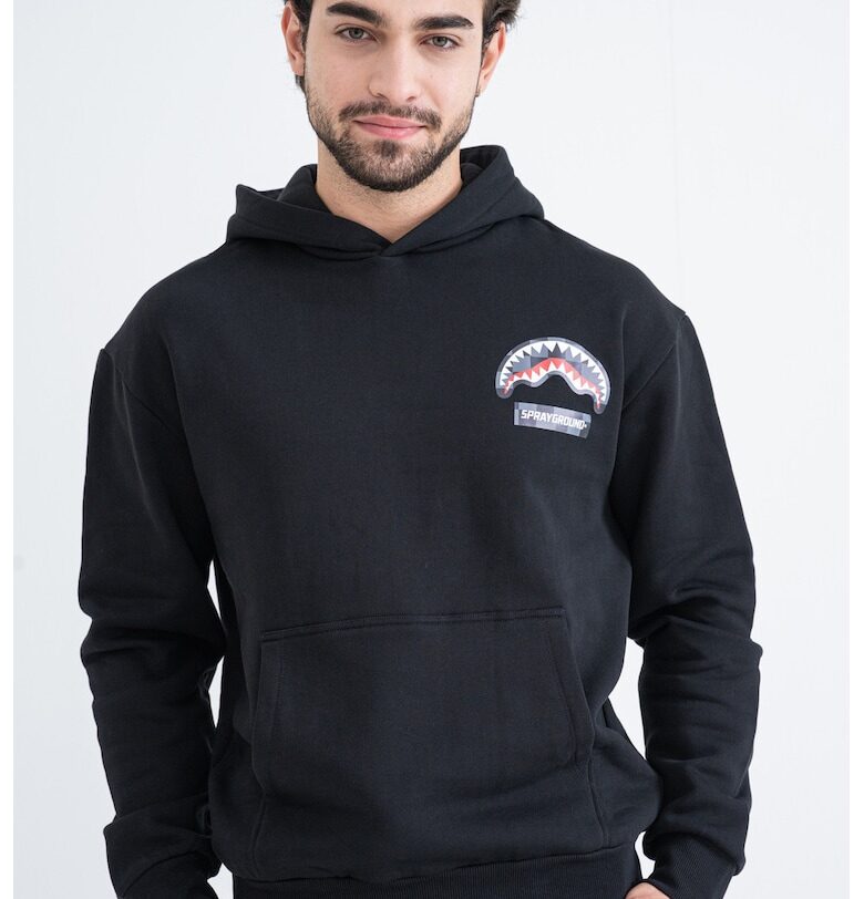 Памучно худи с лого - Бял/Черен/Сив Sprayground