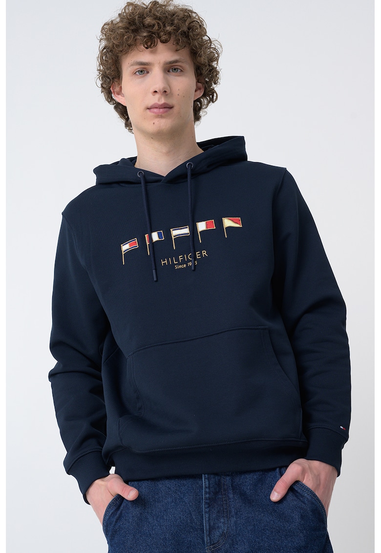 Памучно худи с лого - Тъмносин Tommy Hilfiger