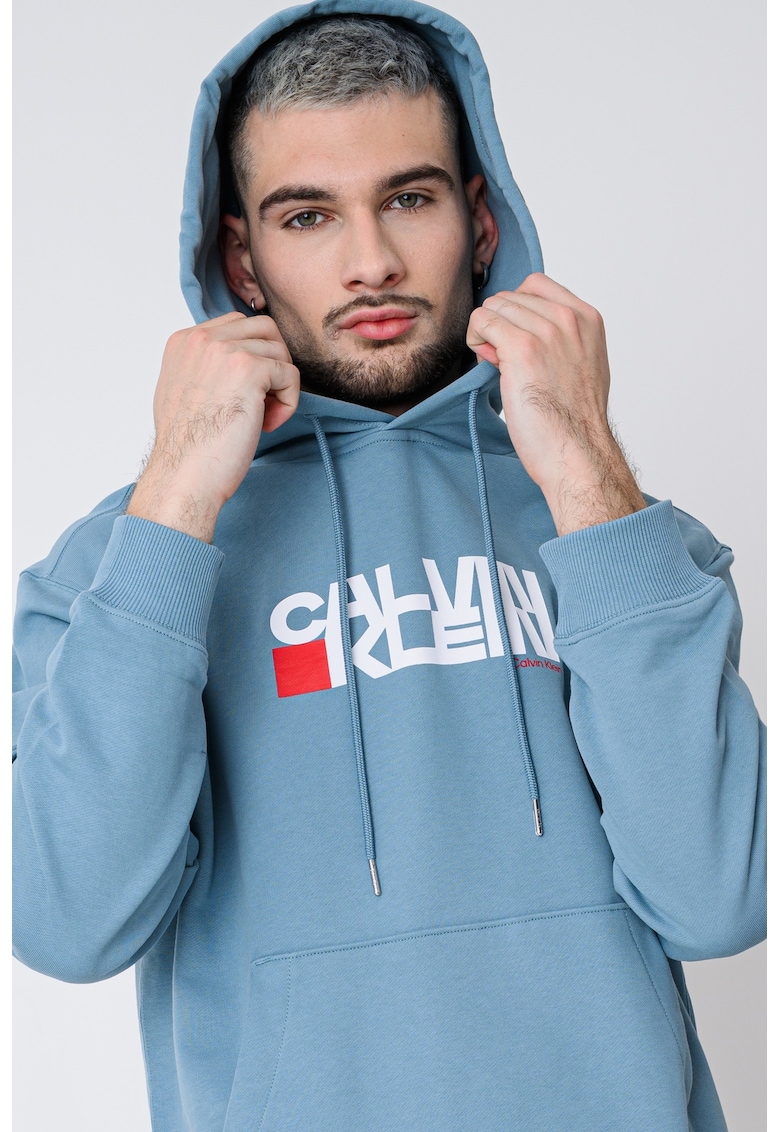 Памучно худи с лого - Тюркоаз CALVIN KLEIN JEANS