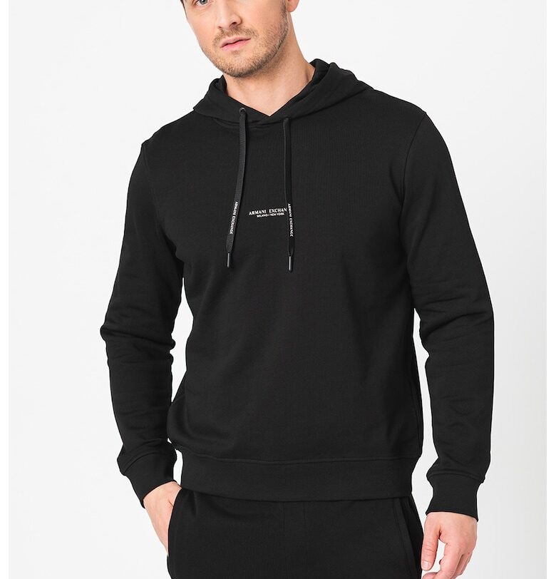 Памучно худи с лого - Черен ARMANI EXCHANGE