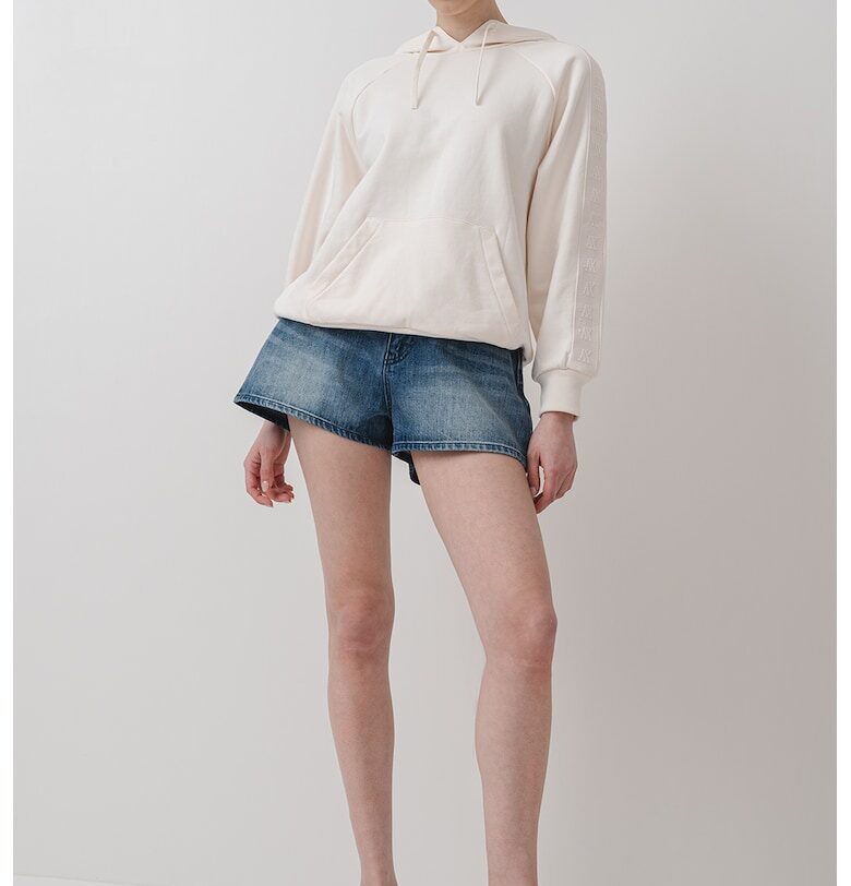 Памучно худи с реглан ръкави - Крем ARMANI EXCHANGE