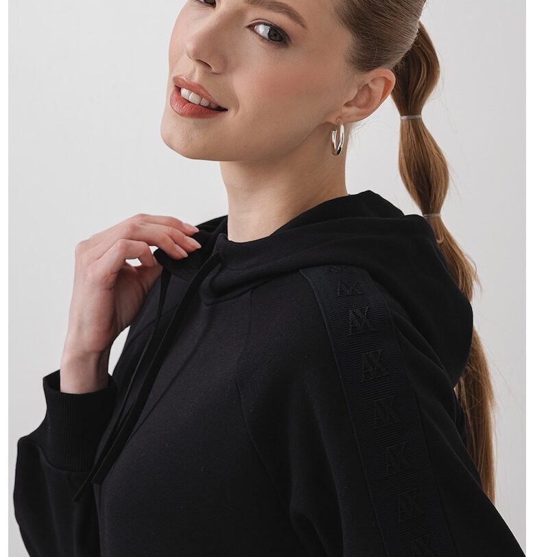 Памучно худи с реглан ръкави - Черен ARMANI EXCHANGE