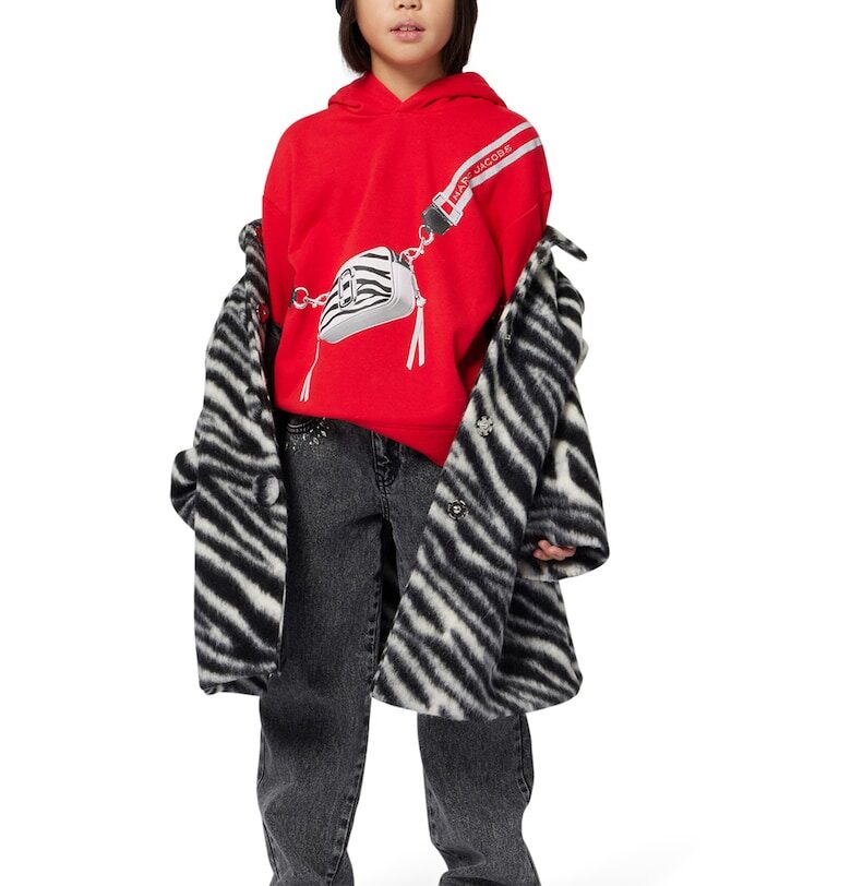 Палто с вълна и зебров принт - Черен/Мръснобял Marc Jacobs