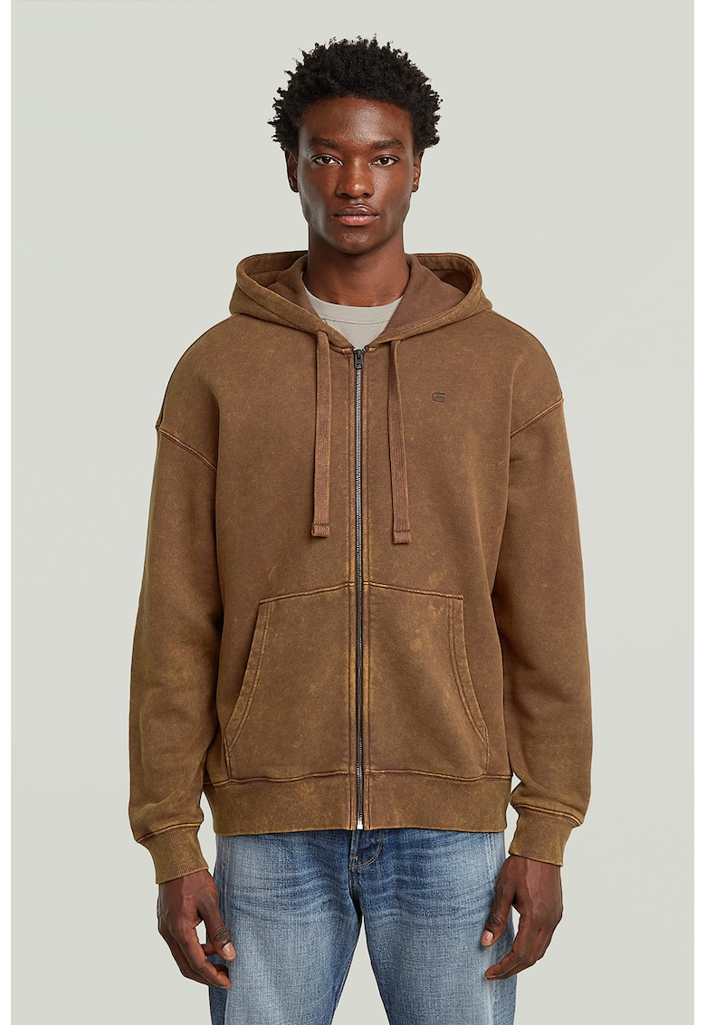 Памучно худи с цип - Карамел G-STAR