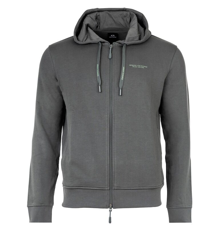 Памучно худи с цип - Сив ARMANI EXCHANGE