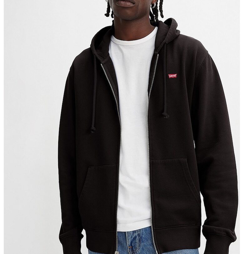 Памучно худи с цип - Черен Levis