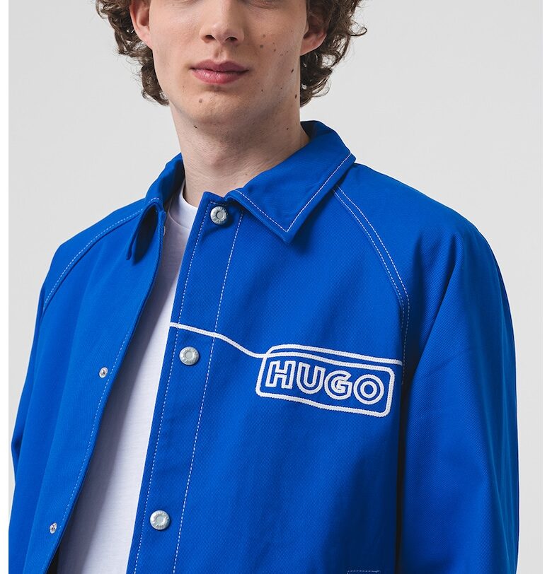 Памучно яке Bujo с капси - Бял/Кралско Синьо HUGO