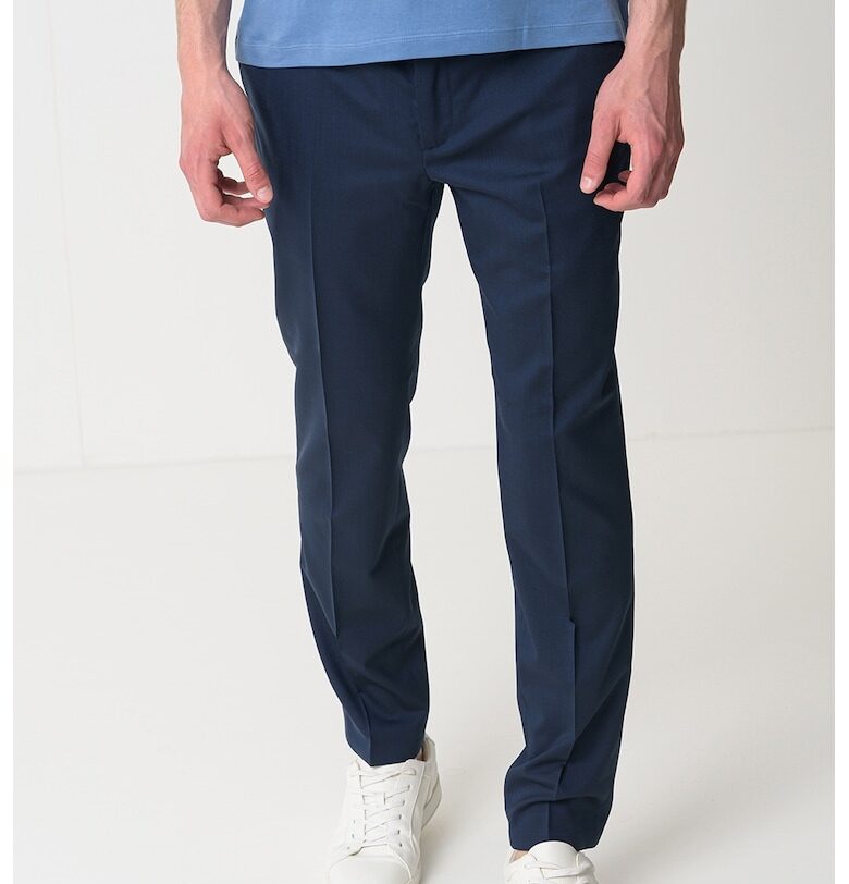 Панталон с вълна с ръб - Тъмносин CALVIN KLEIN