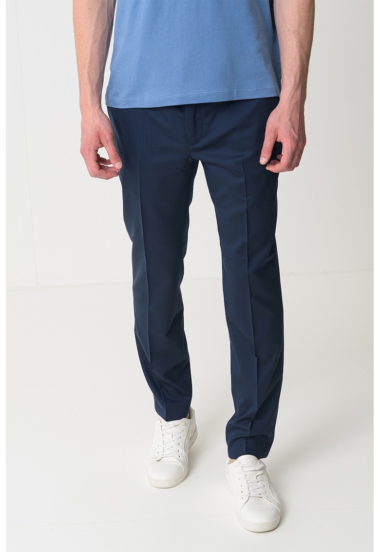 Панталон с вълна с ръб - Тъмносин CALVIN KLEIN