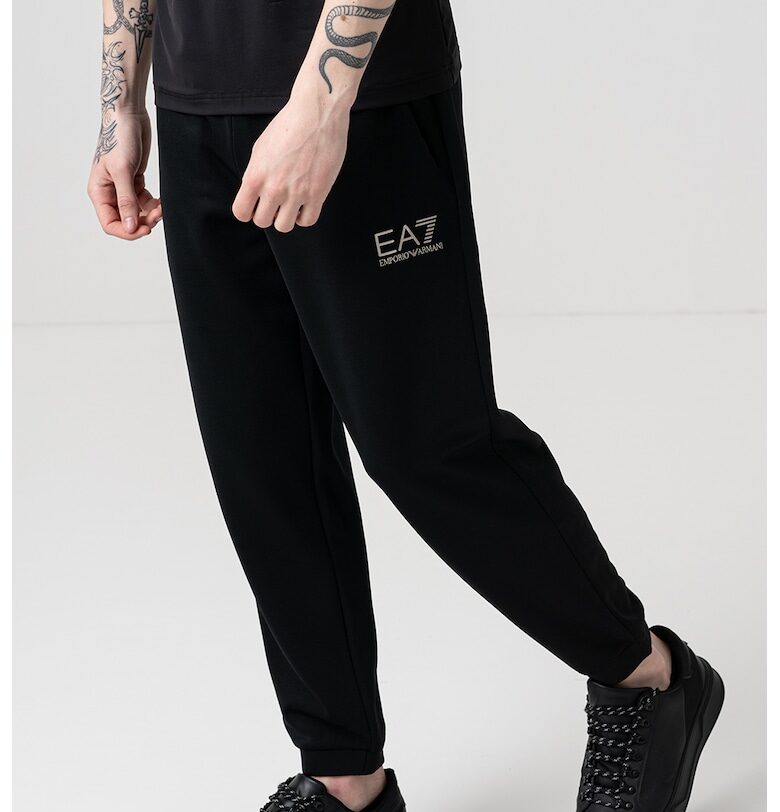 Панталон с модал с джобове с цип - Черен/Бял EA7