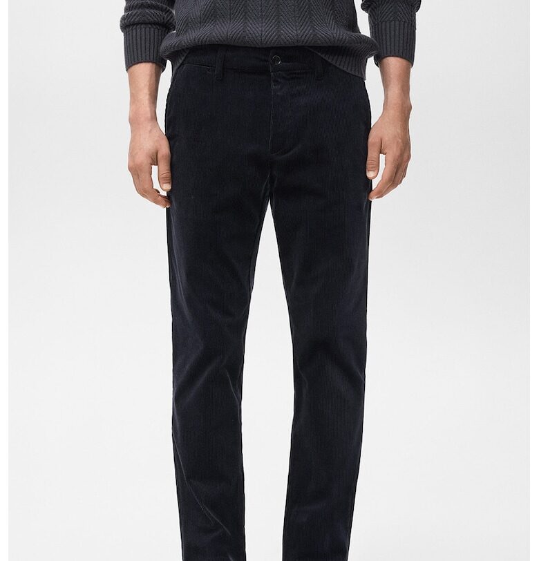 Панталон с прав крачол и кадифен ефект - Ултрамарин синьо Mango