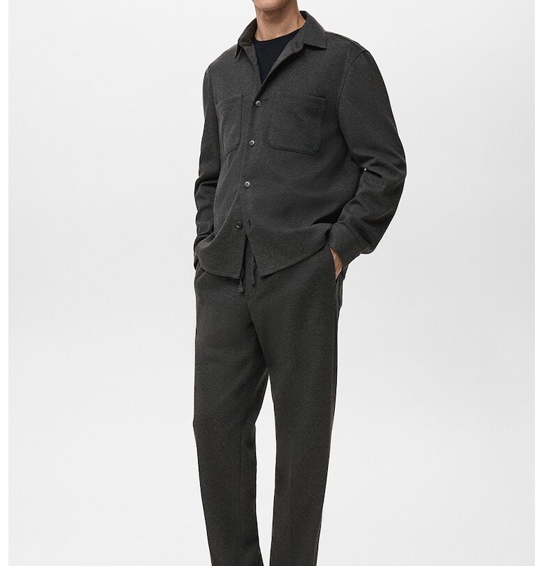 Панталон с ръб и връзка - Антрацитно сиво/Tъмносив Mango