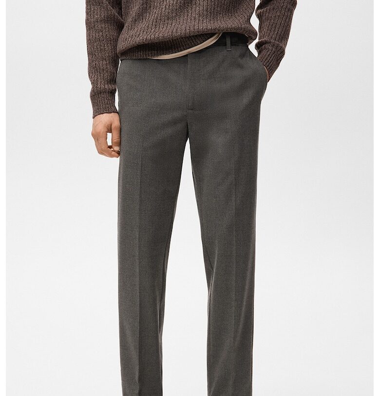 Панталон с ръб и миди талия - Син/Tъмносив Mango