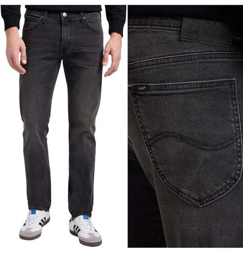 Панталони  Daren от черен деним - прав силует - еластична талия - W32 L36 Lee