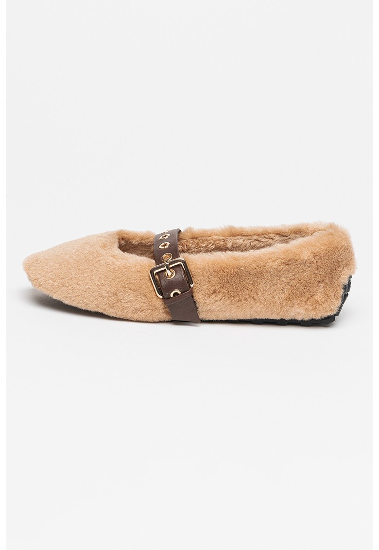 Пантофки Mary Jane с еко пух - Карамел Steve Madden