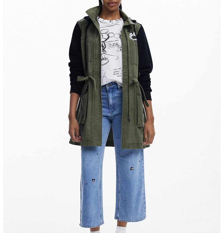 Парка с принт на Mickey Mouse - Черен/Каки DESIGUAL