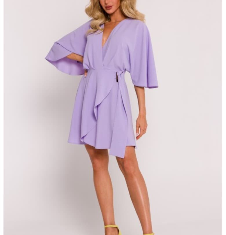 Парти мини рокля с кимоно ръкави - Виолетов MOE