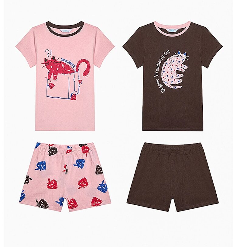 Пижама - 4 части - Червен/Тъмнокафяв/Розово Penti