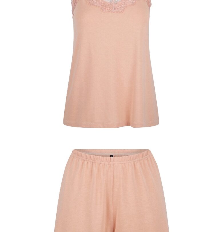 Пижама без ръкави с шпиц и дантела - Праскова LingaDore