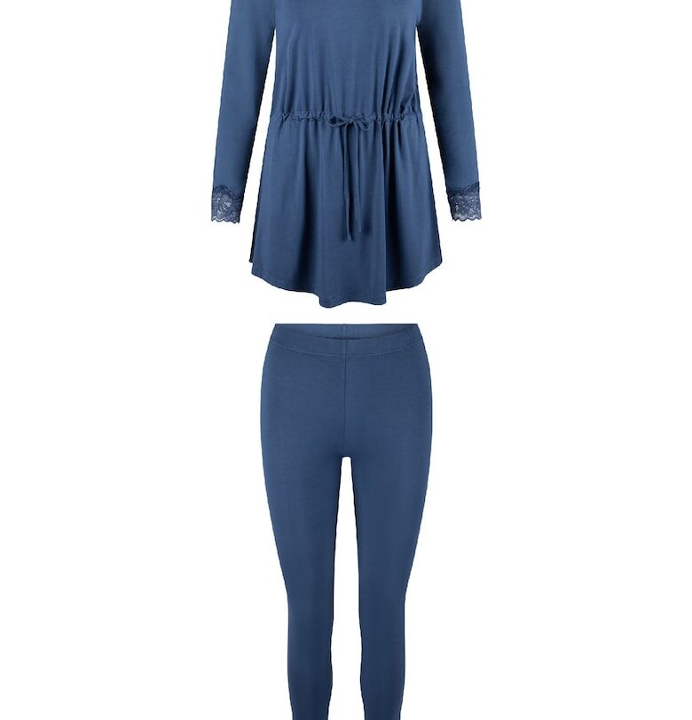 Пижама с бамбук с дантела - Тъмносин LingaDore