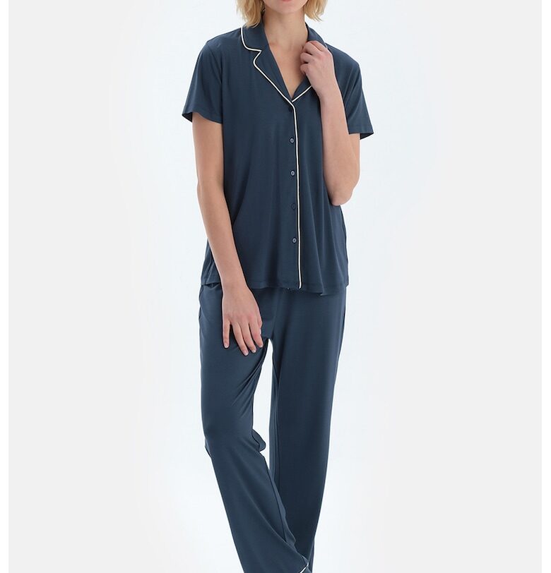 Пижама с контрасти - Тъмносин/Мръснобял DAGI