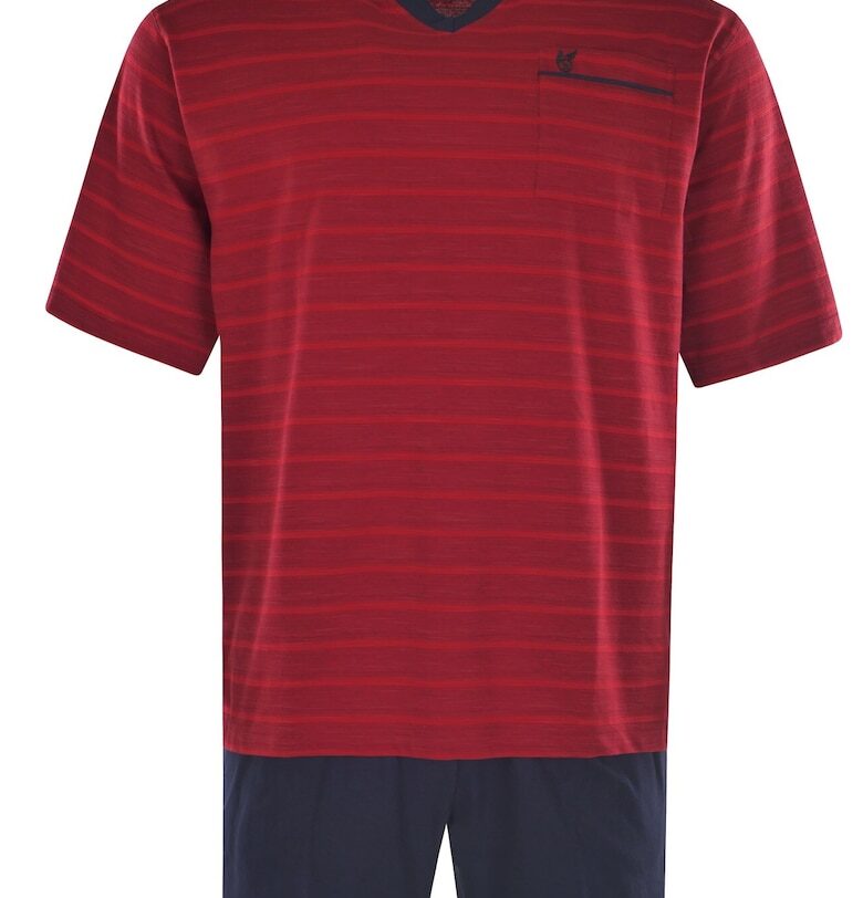 Пижама с къси ръкави и джоб на гърдите - Червен hajo