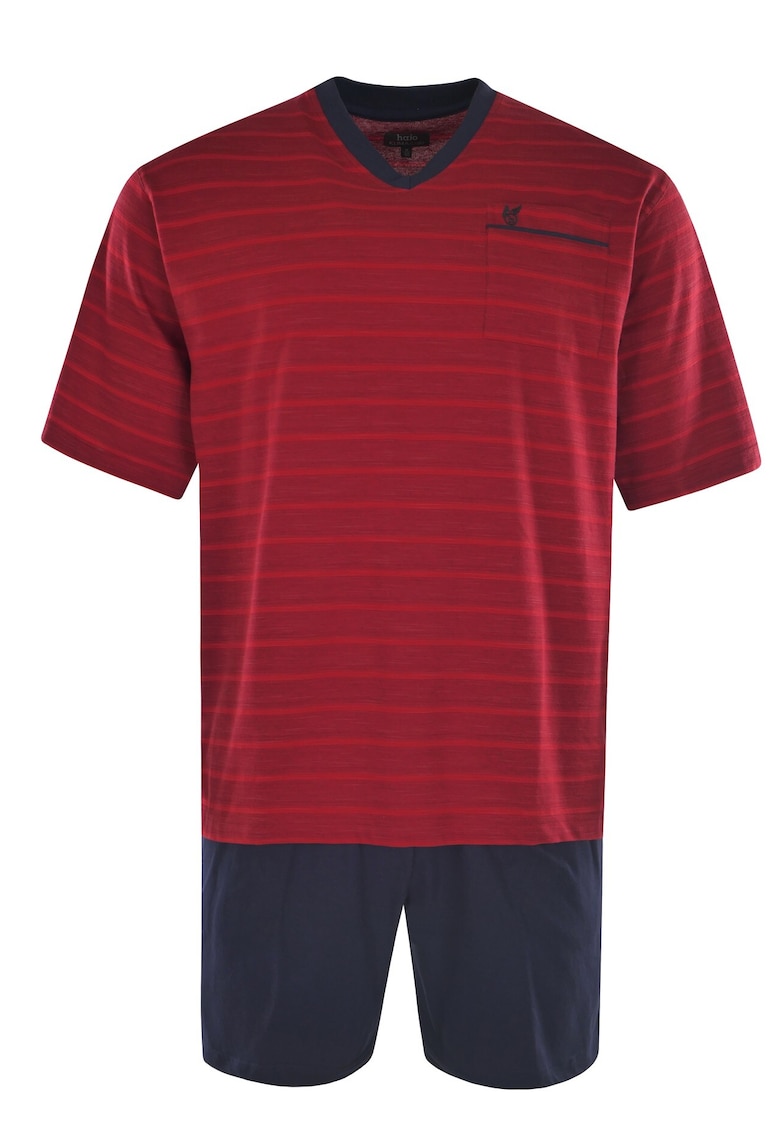 Пижама с къси ръкави и джоб на гърдите - Червен hajo