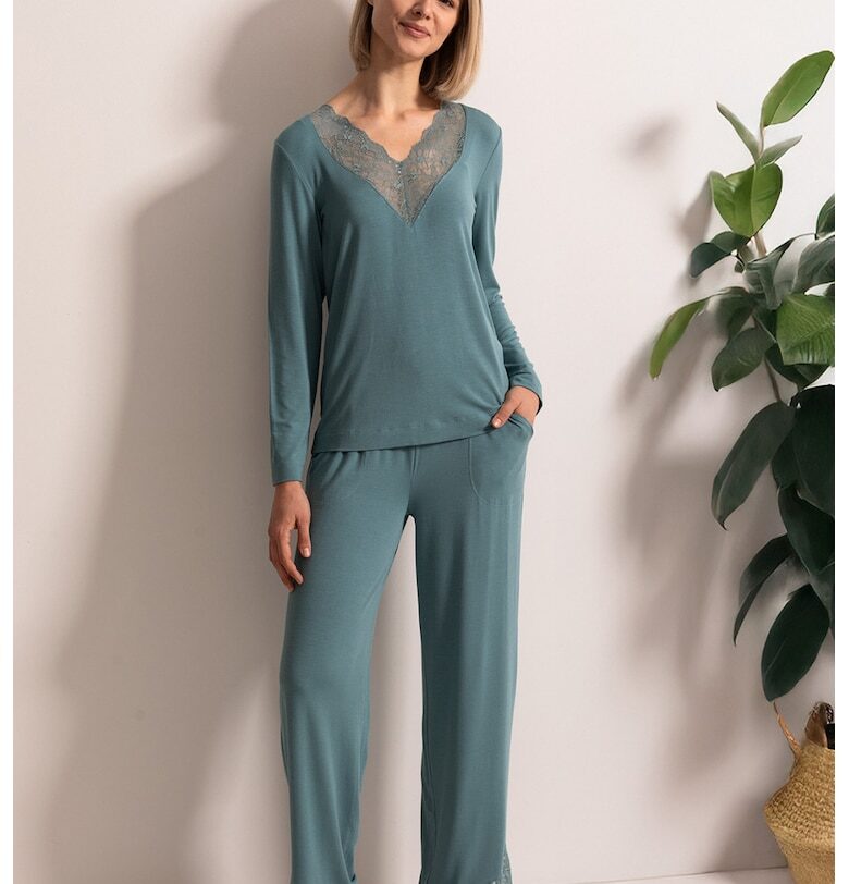 Пижама с модал и дантела Alma - Персийско зелено Sofiaman