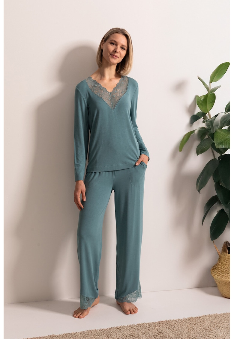 Пижама с модал и дантела Alma - Персийско зелено Sofiaman