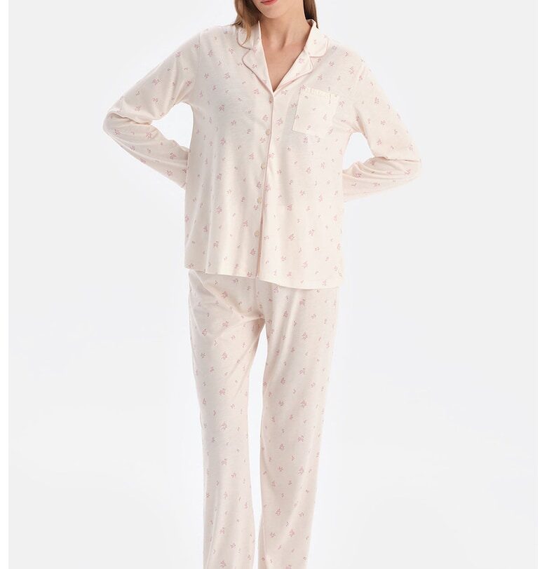 Пижама с модал и принт - Бял/Бежов DAGI