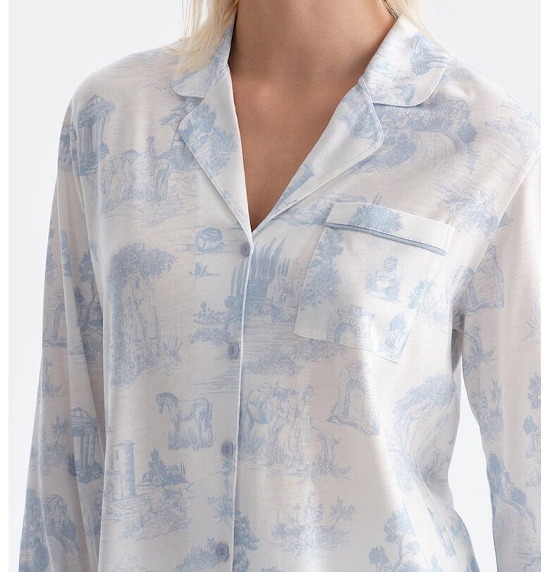 Пижама с модал с фигурален принт - Лавандула/Мръснобял DAGI