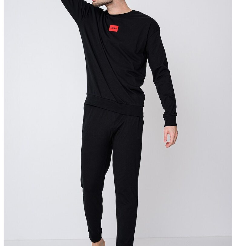 Пижама с памук и лого - Черен HUGO