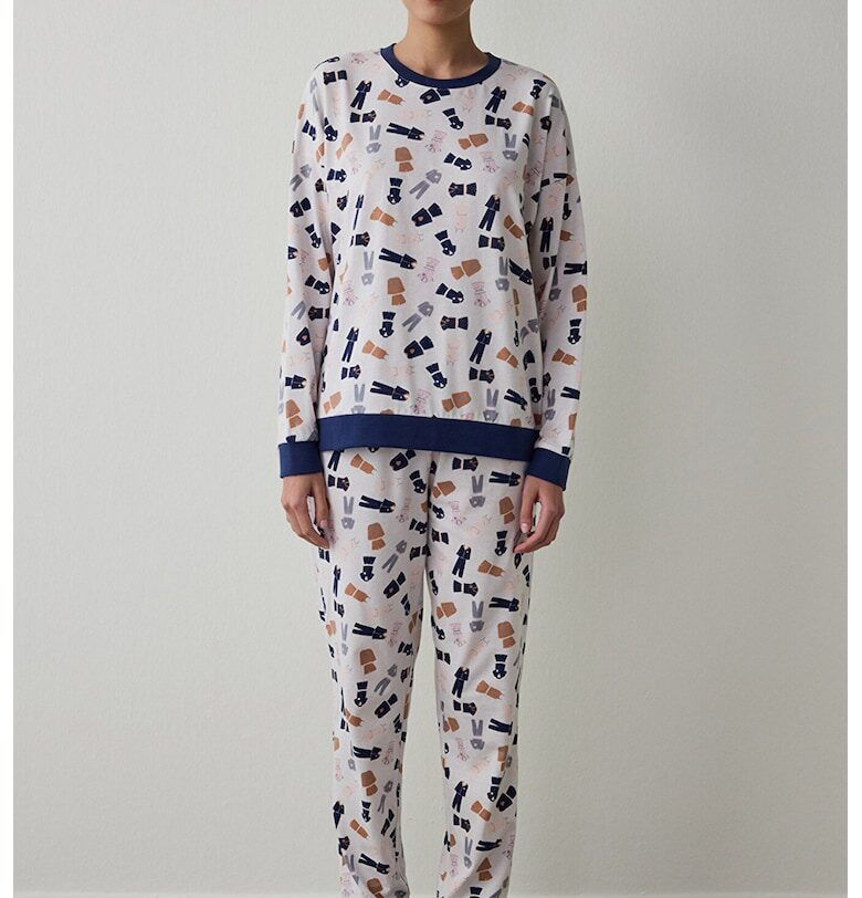 Пижама с принт - Бял/Тъмносин Penti