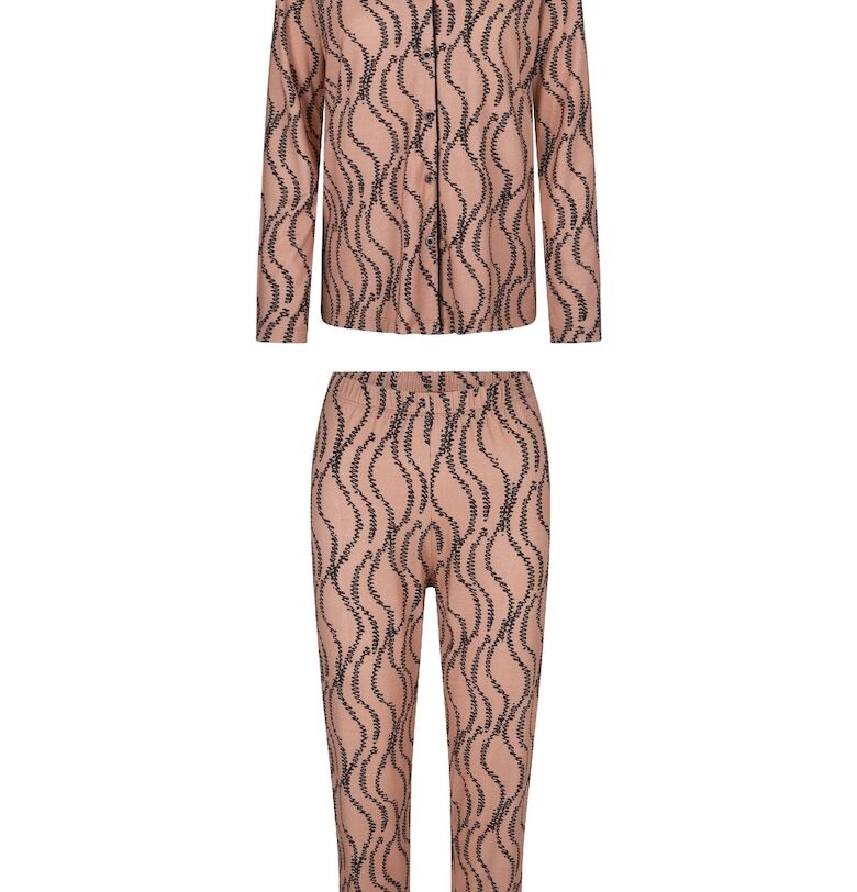 Пижама с шарка и дълги ръкави - Розово LingaDore