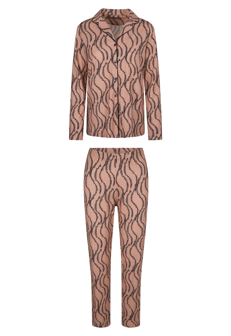 Пижама с шарка и дълги ръкави - Розово LingaDore