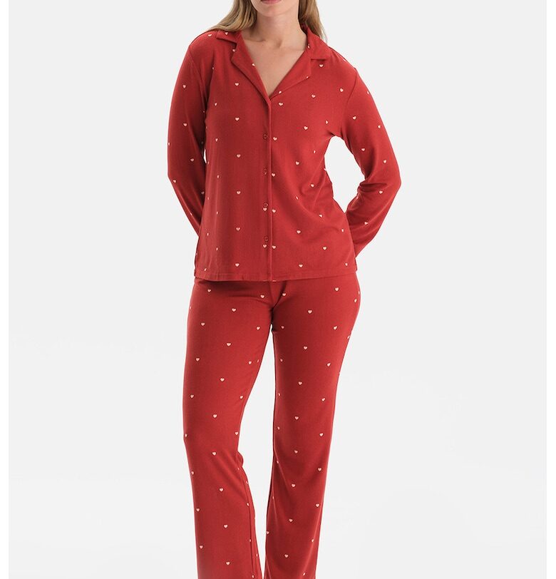 Пижама с шарка на сърца - Червен DAGI