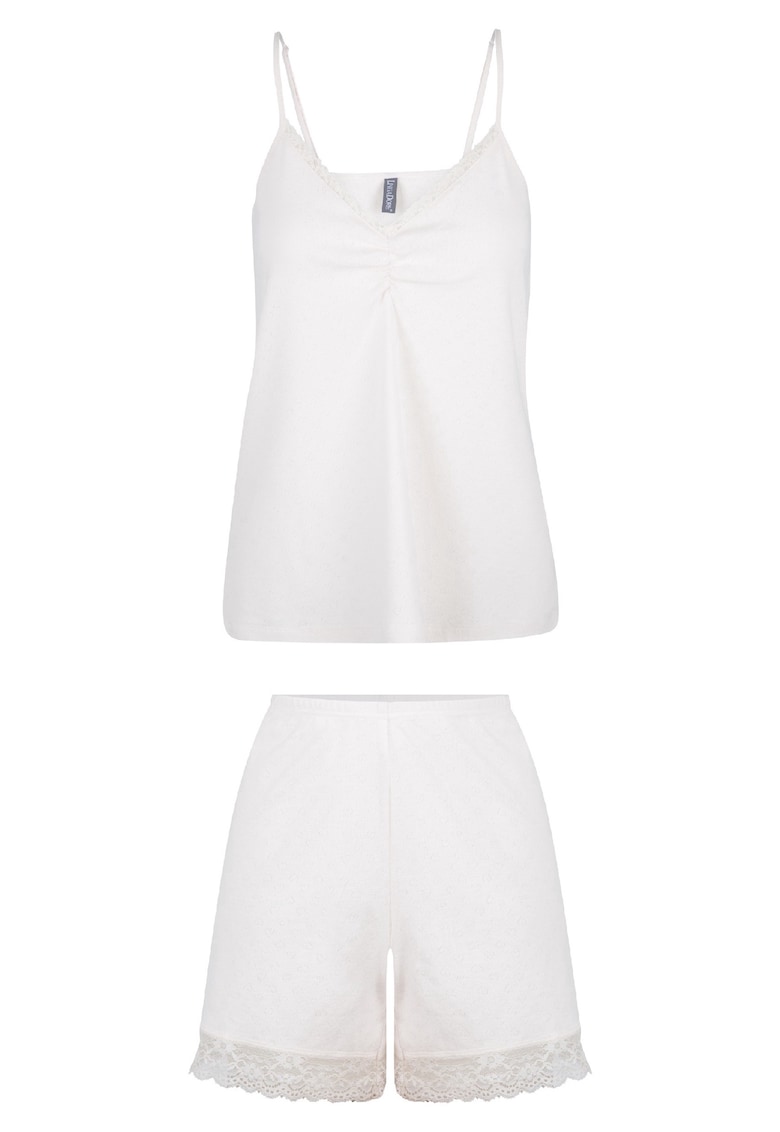 Пижама с шпиц и дантела - Крем LingaDore