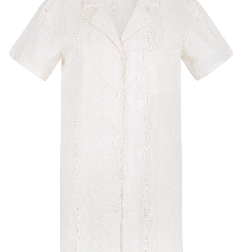 Пижама тип риза с двойни ревери - Крем LingaDore