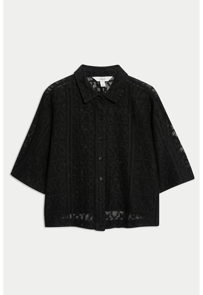 Плажна риза с кроше - Черен Marks Spencer
