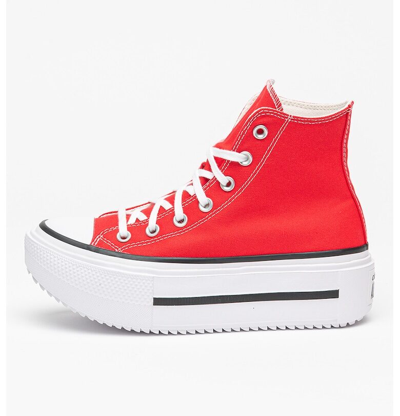 Платнени кецове Chuck Taylor All Star с равна платформа - Червен/Бял Converse